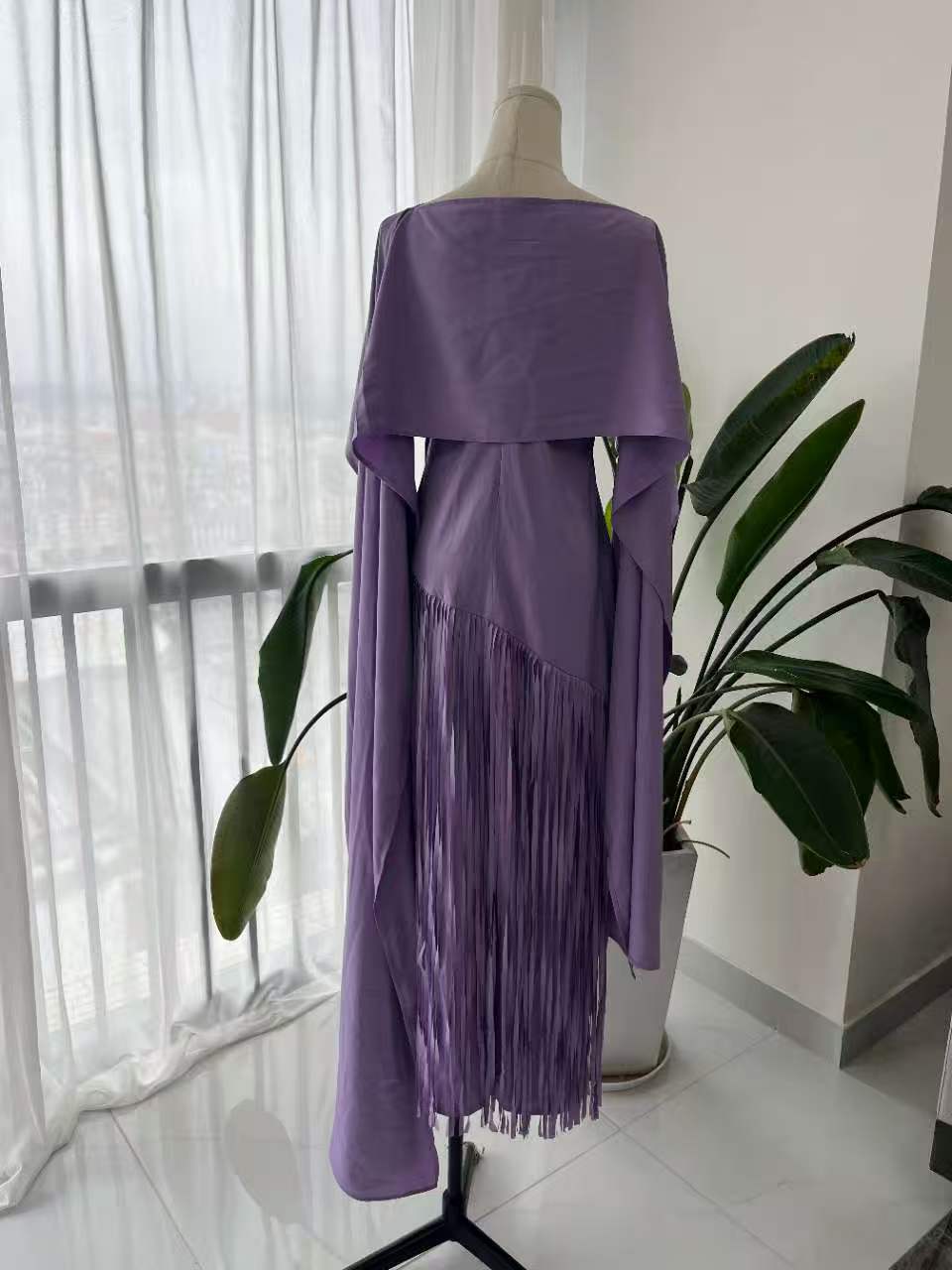 Romantic Purple Tassel Evening Dress