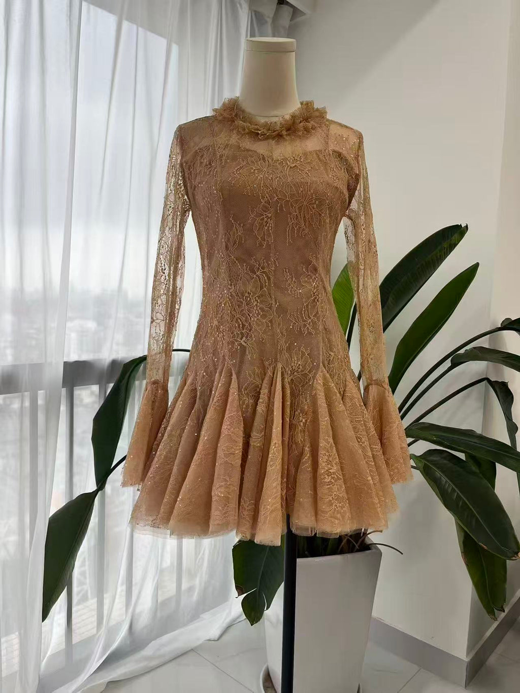 Champagne gold lace dress