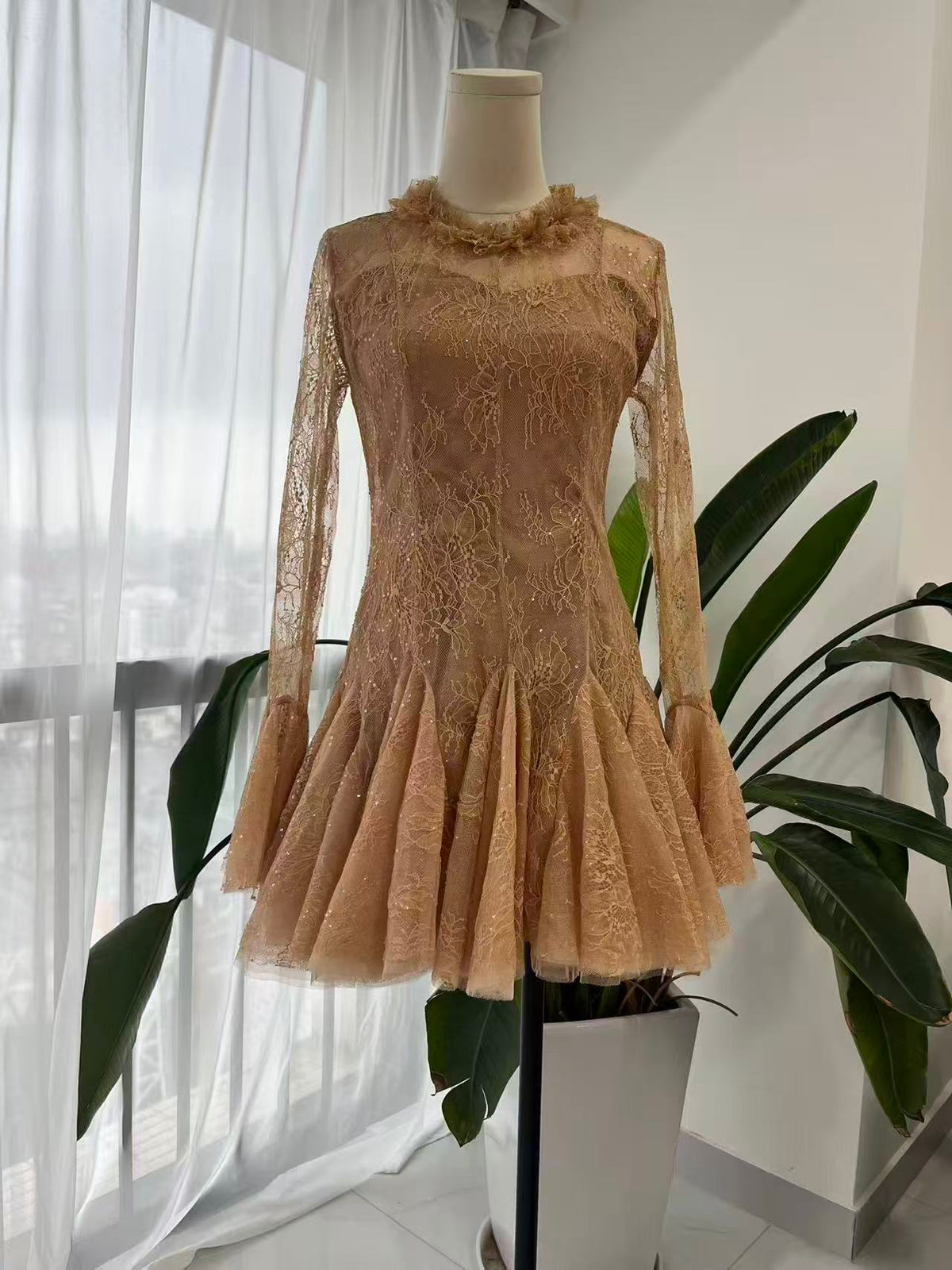 Champagne gold lace dress