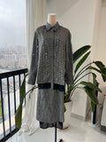 Grey Linen Set with Blue Sequin Embellishment