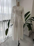 White Lace Pleated Dress